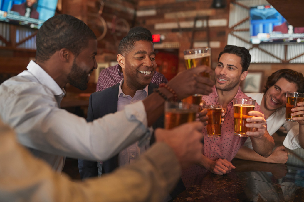 Group of Male Friends on Night Out for Bachelor Party